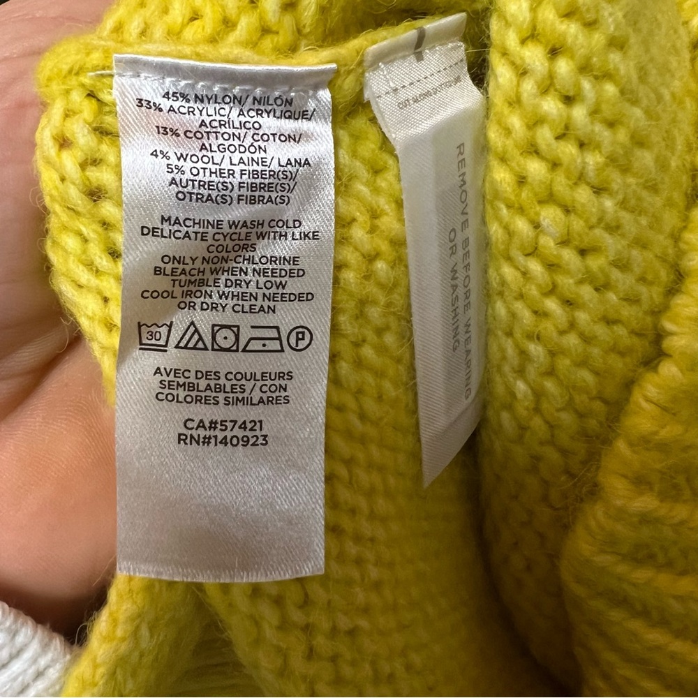 LOFT Cozy Cabincore Yellow Fair Isle Turtleneck Sweater, XS - Picture 9 of 10